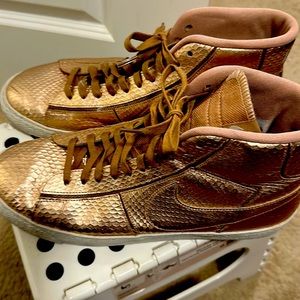 Nike Womens 11 M Blazer Mid Cut PRM Sneaker Shoes 644407 900 Bronze Snake